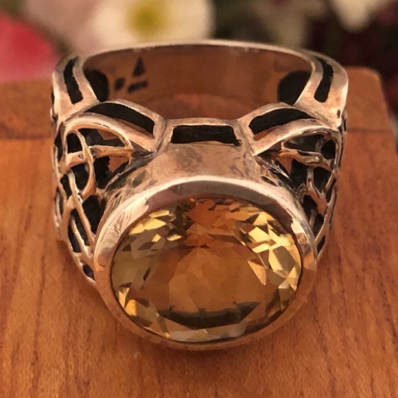 Vintage Silpada Sterling Silver and Citrine Statement Ring Size 7 - Picture 6 of 9
